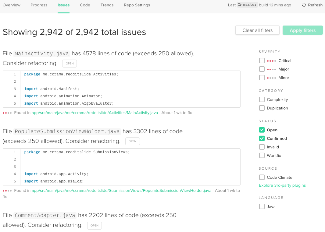 CodeClimate code analysis results · Issue #3033 · Haptic-Apps/Slide ...