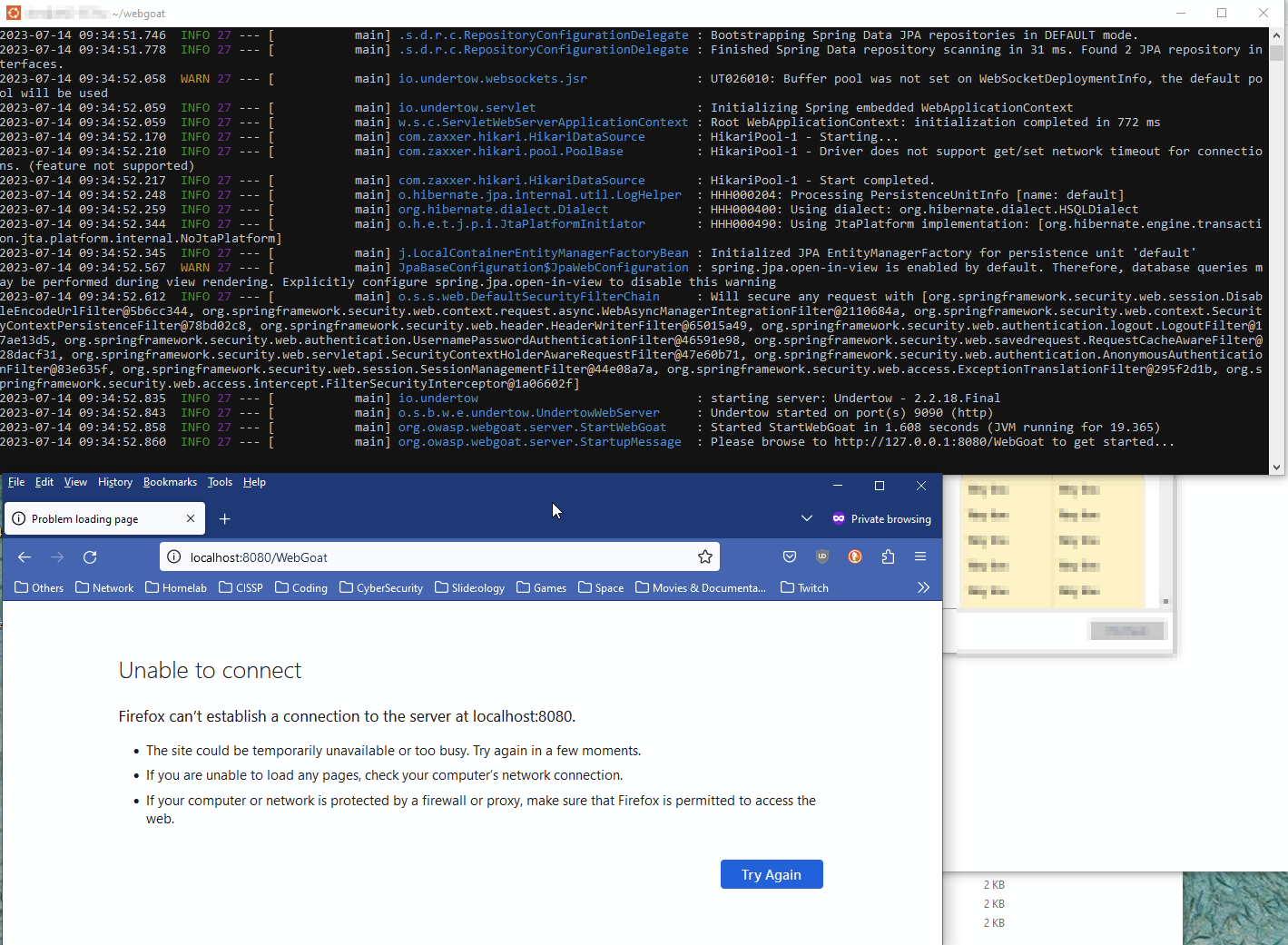 Unable To Access Application Webgoat Webwolf Running On Ports 8080 unable-to-access-application-webgoat-webwolf-running-on-ports-8080