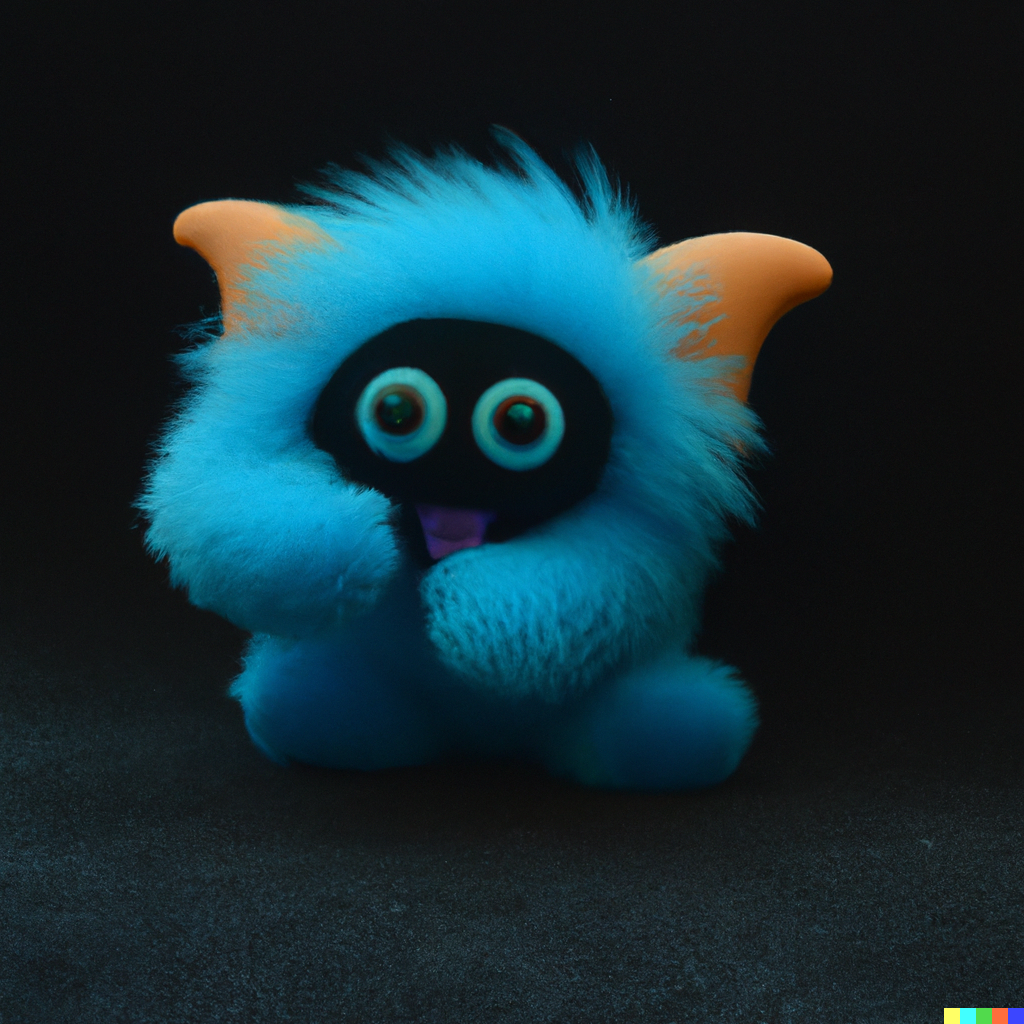 DALL·E 2023-01-08 01 38 07 - uma foto de alta qualidade de um mostro fofo com pelo azul com fundo preto