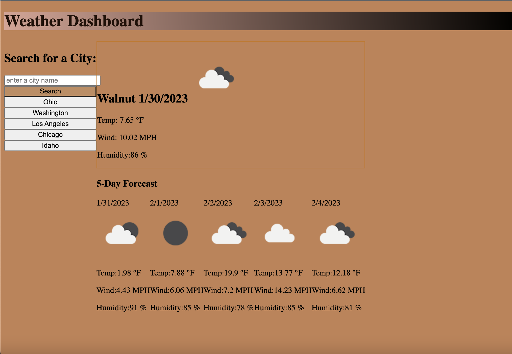 GitHub - MunaZekia/Weather-Dashboard: Weather Dashboard Using API