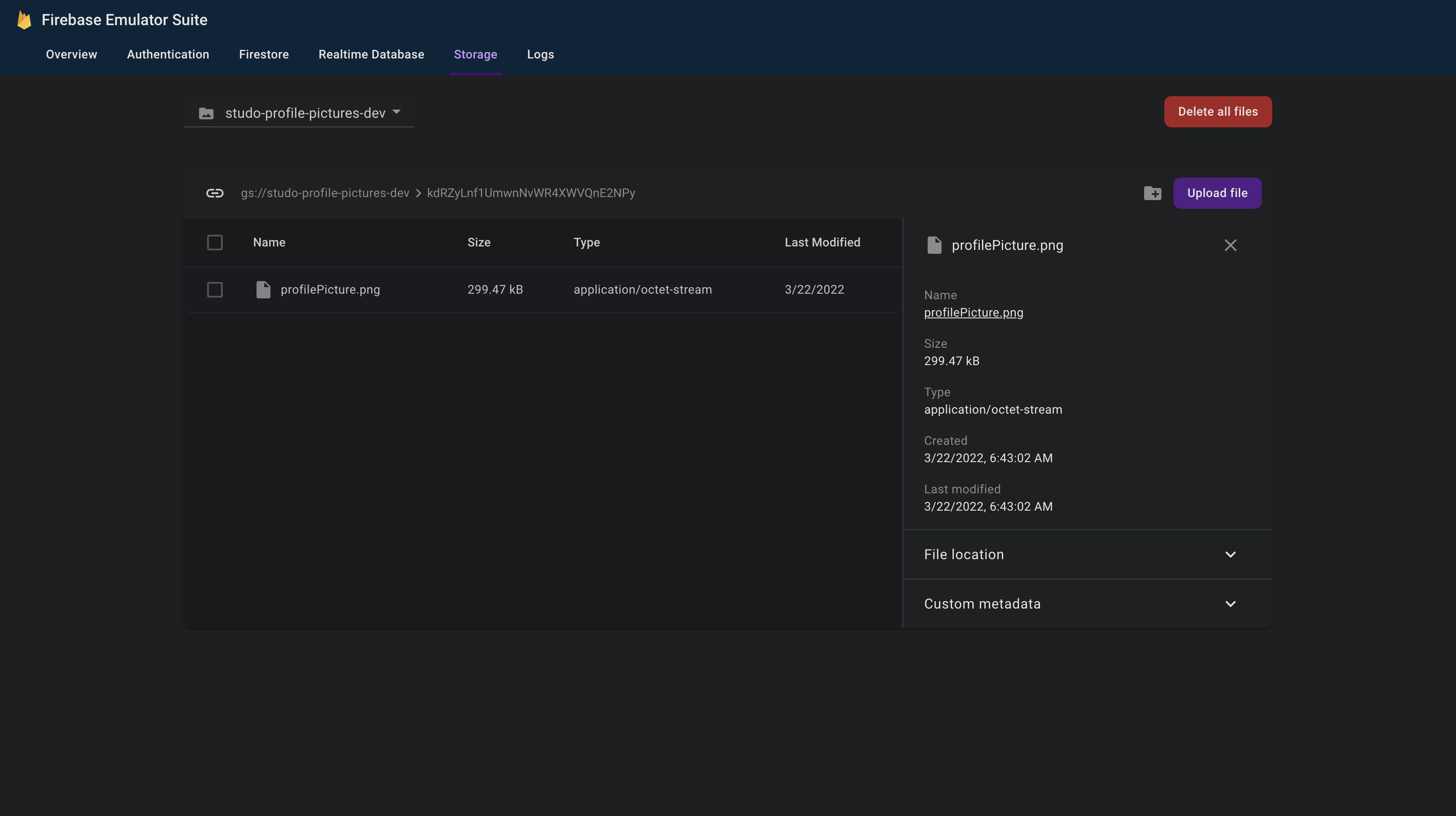 Error uploading file to Storage Emulator with 'firebase_storage