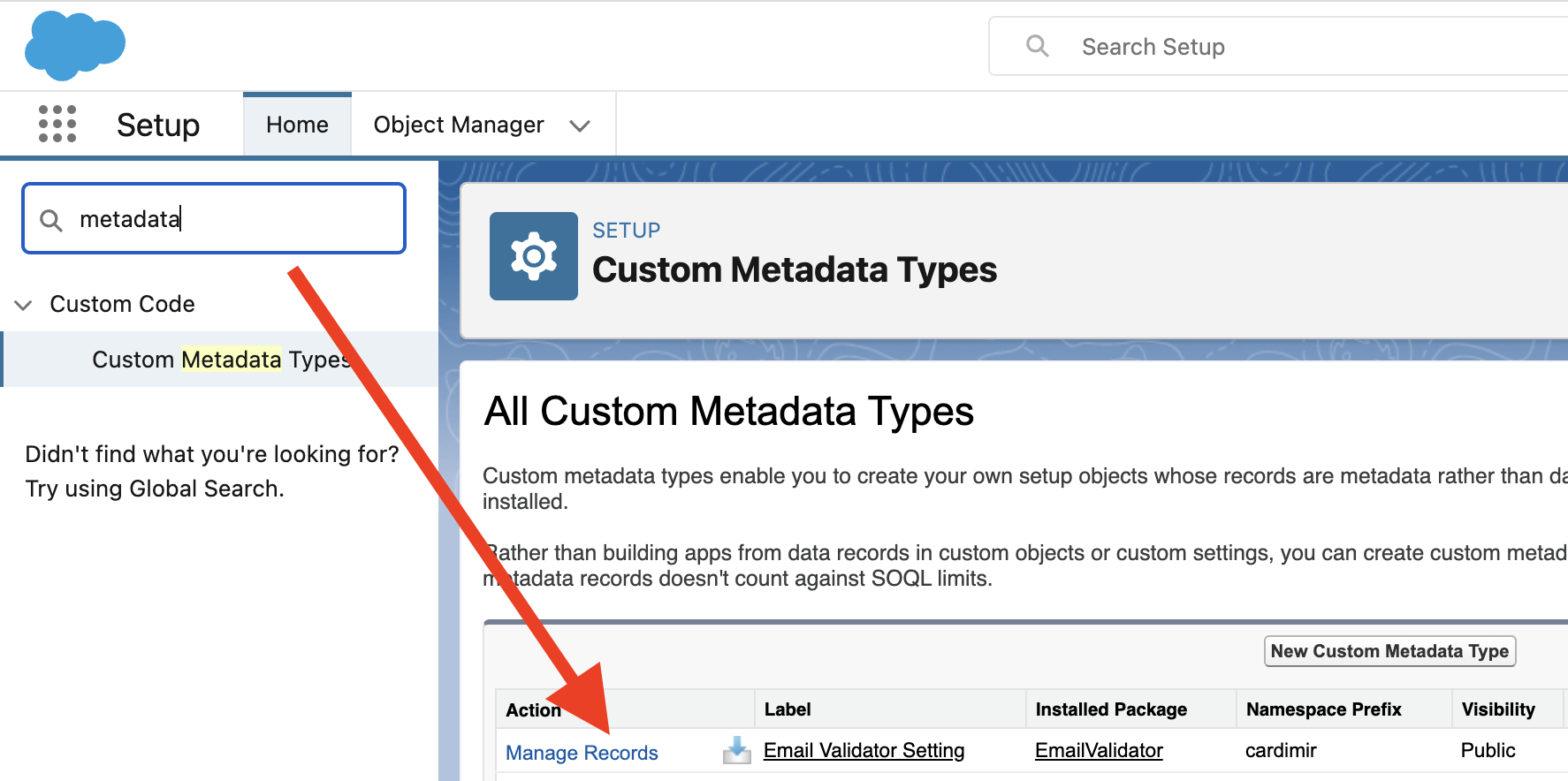 Email Validator - Custom Metadata Types