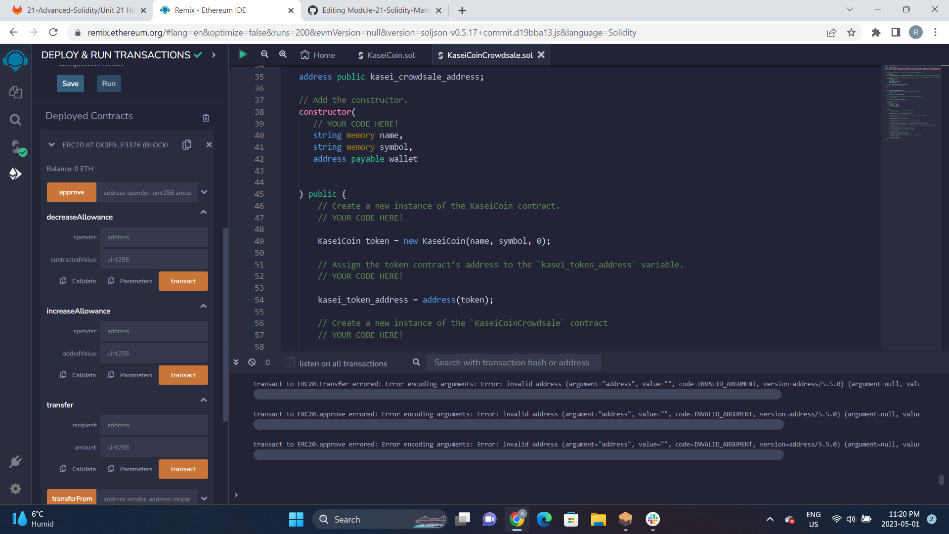 GitHub - reidema/Module-21-Solidity-Martian-Token-Crowdsale: Solidity ...