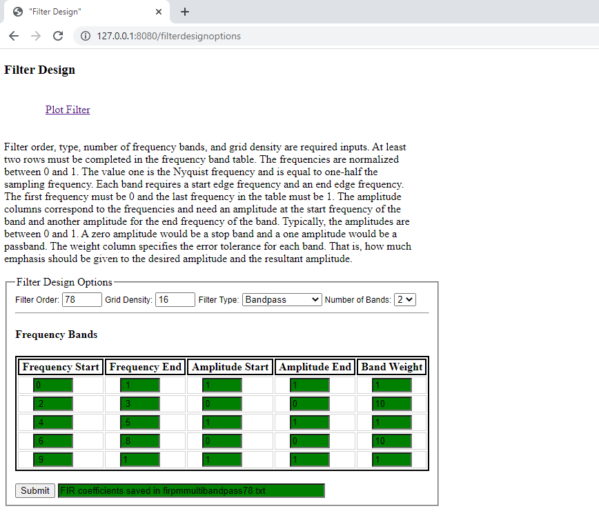 GitHub - thomasteplick/filterdesign: Design a FIR filter using the ...