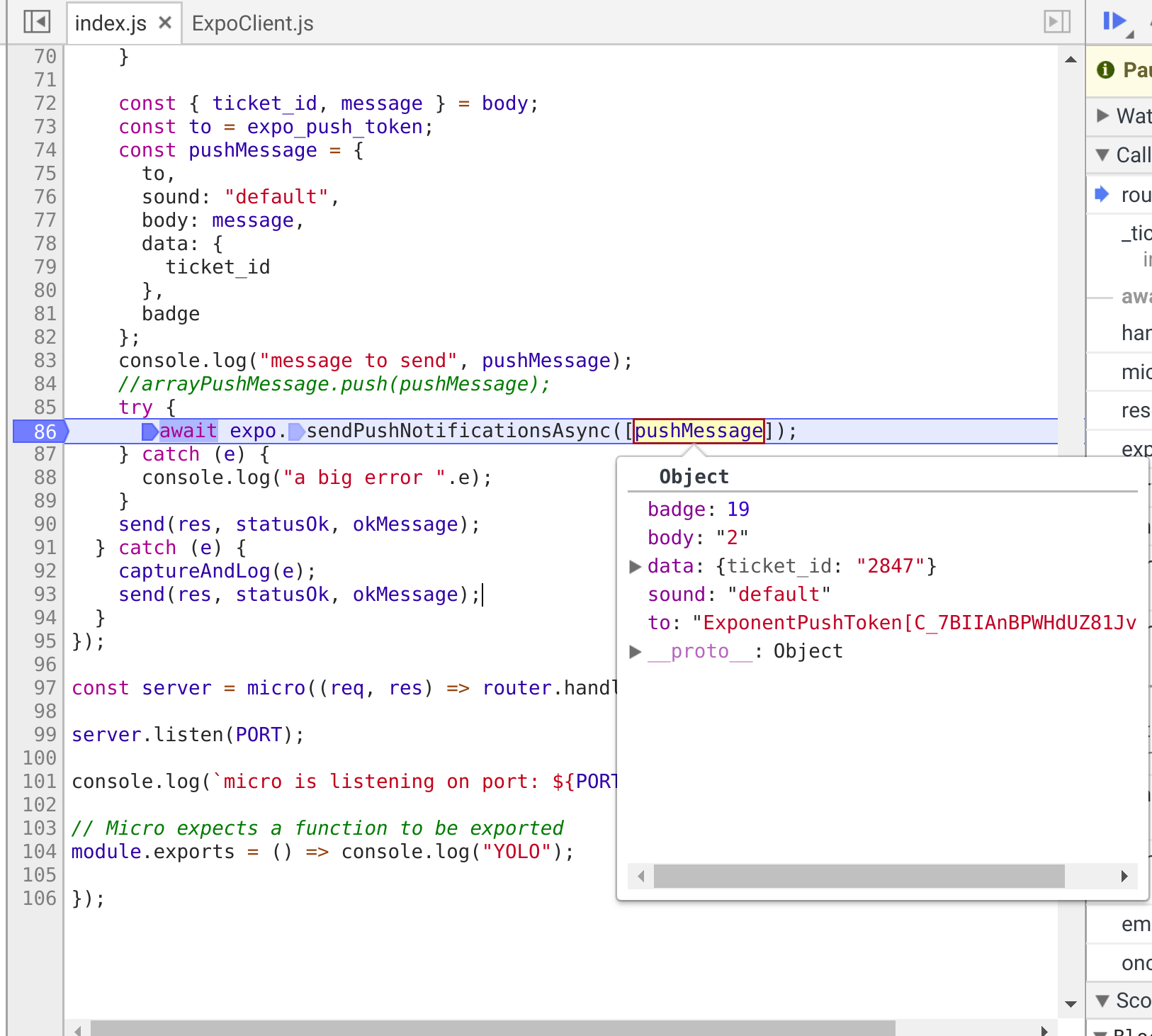 exponent-server-sdk-node returns `Error: Expected Exponent to respond ...
