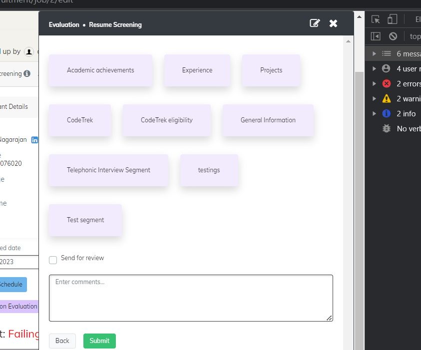 Ability to add feedback in Application evaluation dialog box · Issue ...