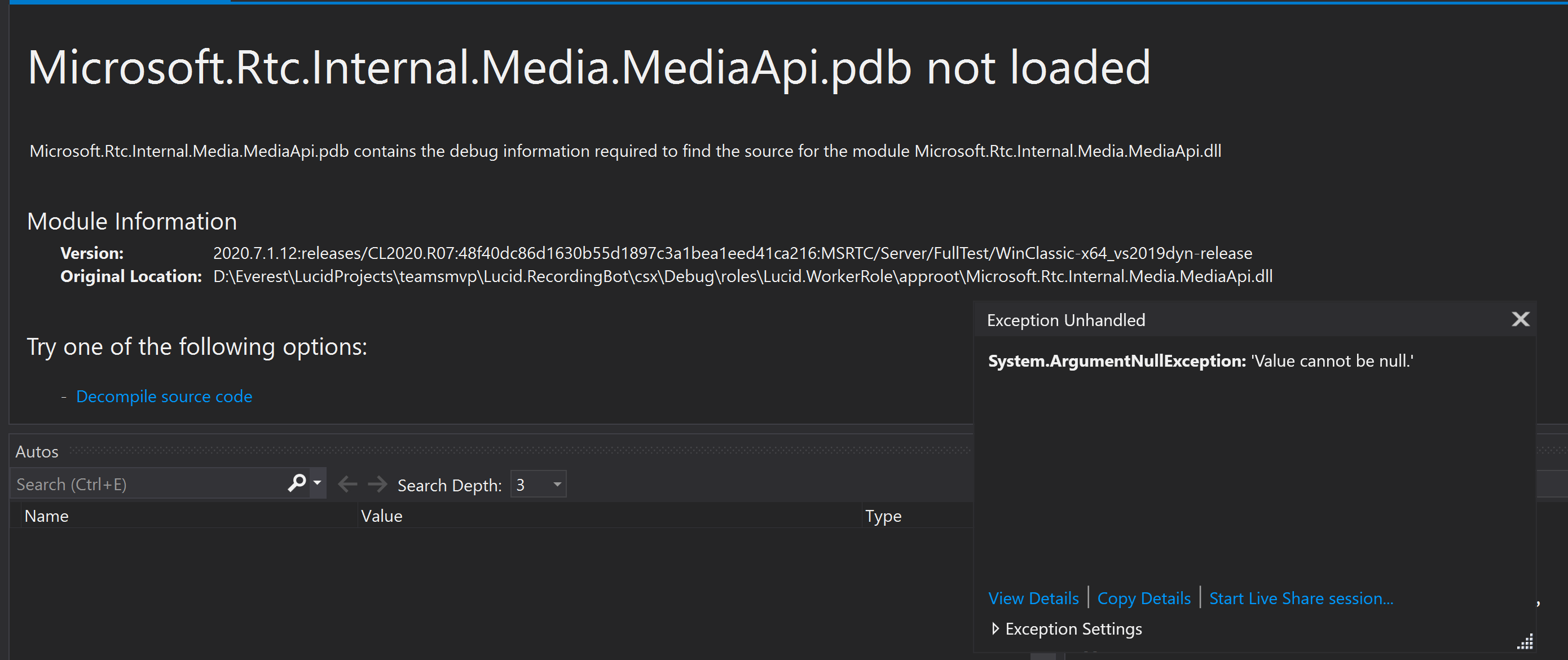 Could not load file or assembly 'Microsoft.Rtc.Internal.Media.DLL' or ...
