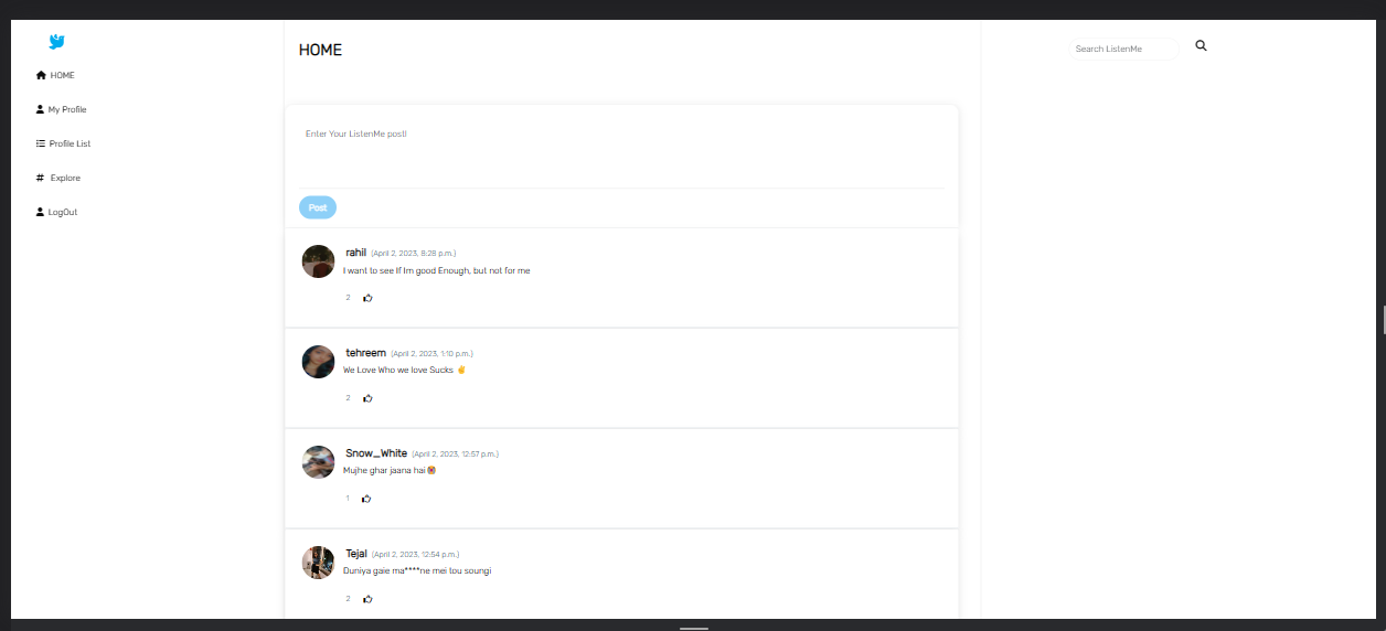 GitHub - Mihaillo29/ListenMe-Django-Microblogging-app: We created a ...