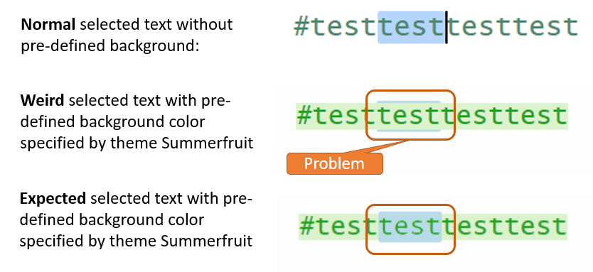 [Bug] Highlighting text selection conflicts with pre-defined theme ...
