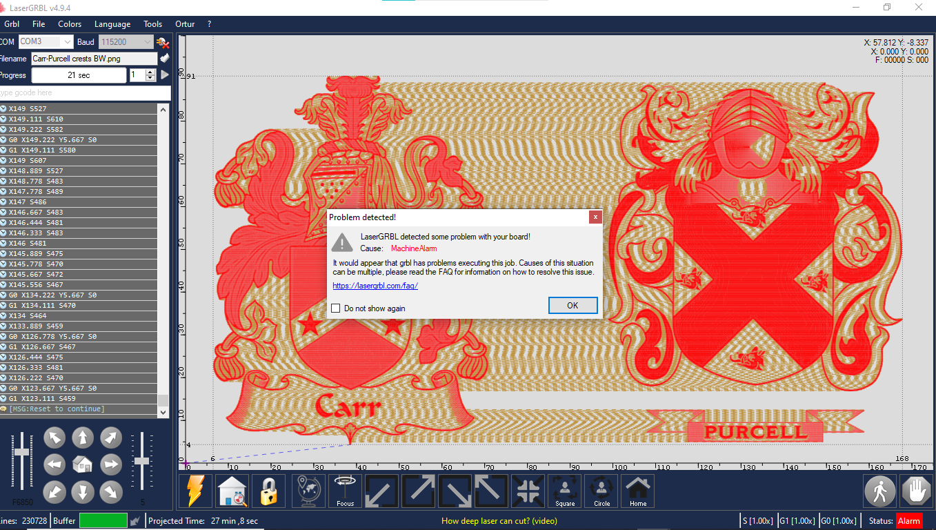 Custom button generates Alarm state · arkypita LaserGRBL · Discussion