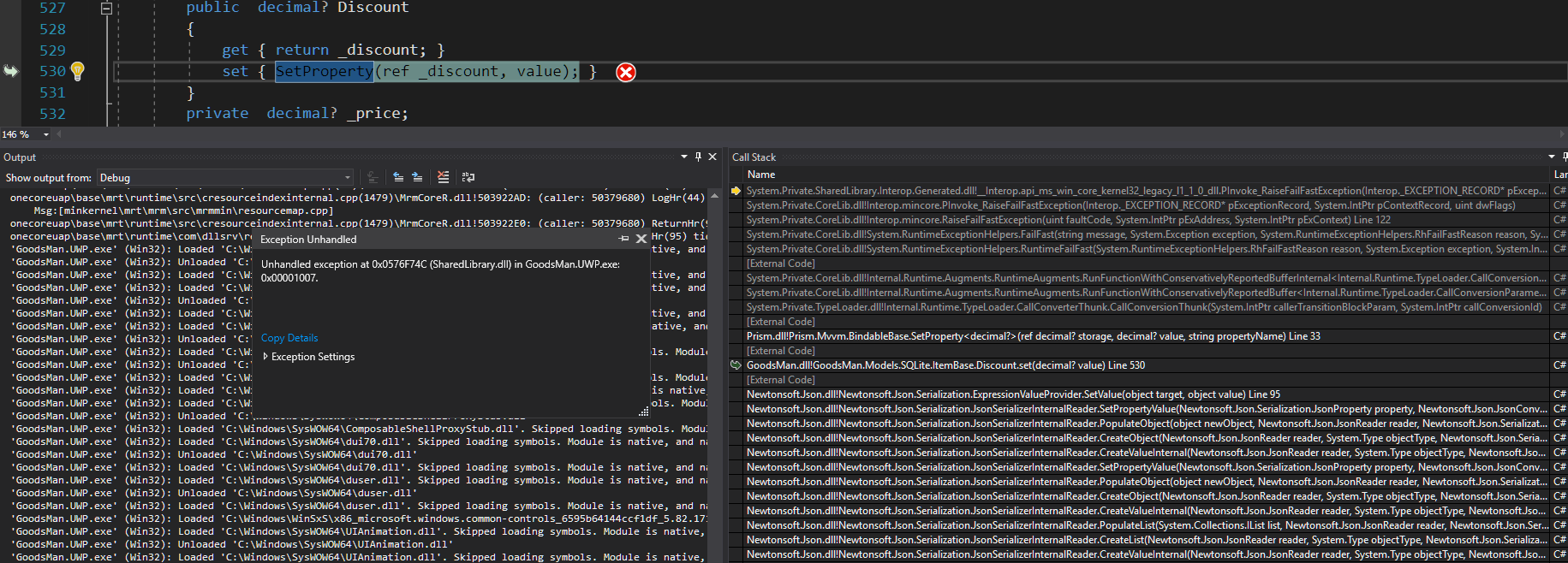 [UWP] Unhandled Exception ShardLibary.dll / A fail fast exception ...