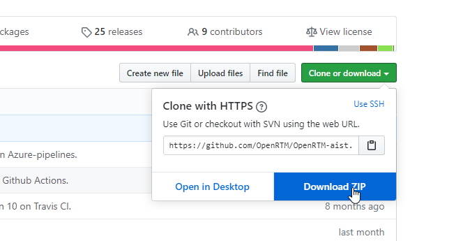 Githubダウンロードメニュー