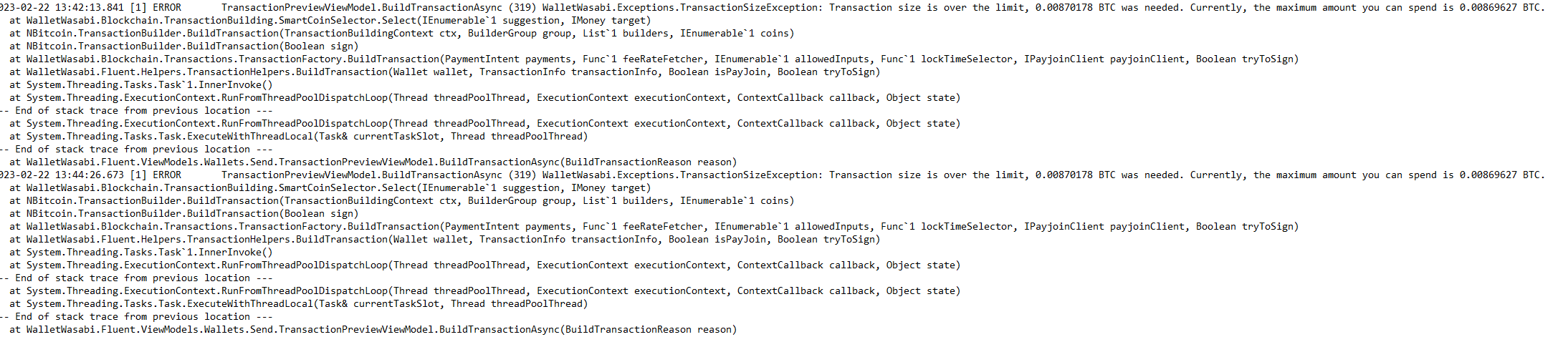 Transactionsizeexceptionlogs