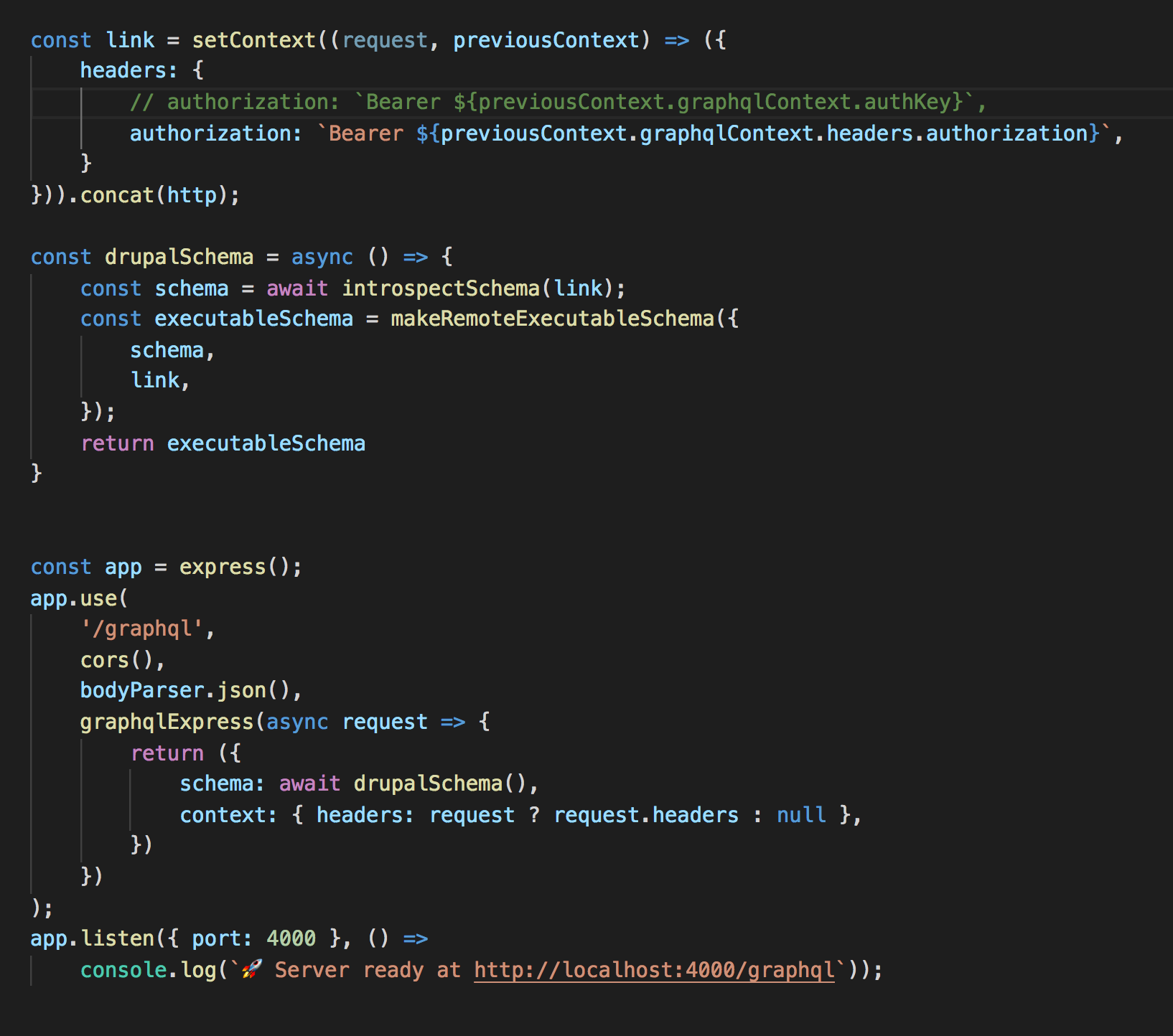 Problem when passing http header to graphQl backend using ...