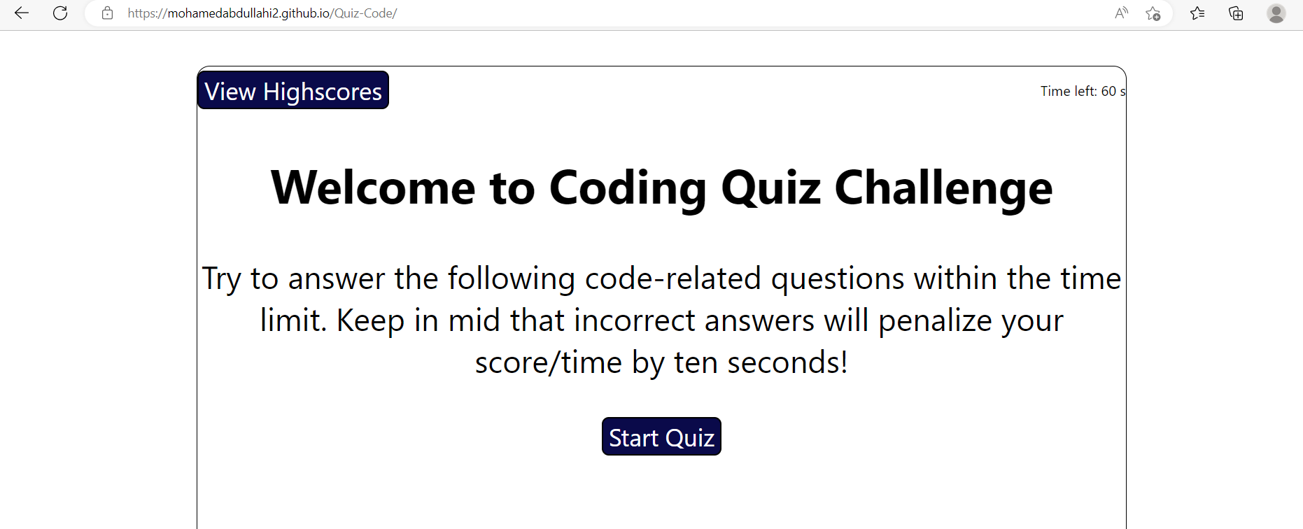 GitHub MohamedAbdullahi2 Quiz Code github-mohamedabdullahi2-quiz-code