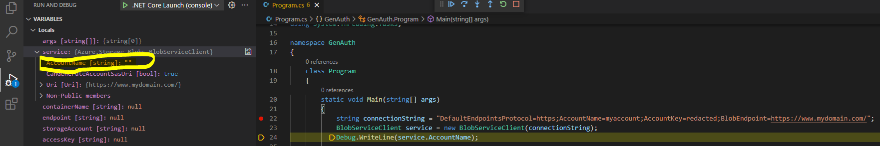 [BUG] BlobServiceClient can't parse connection string with custom ...