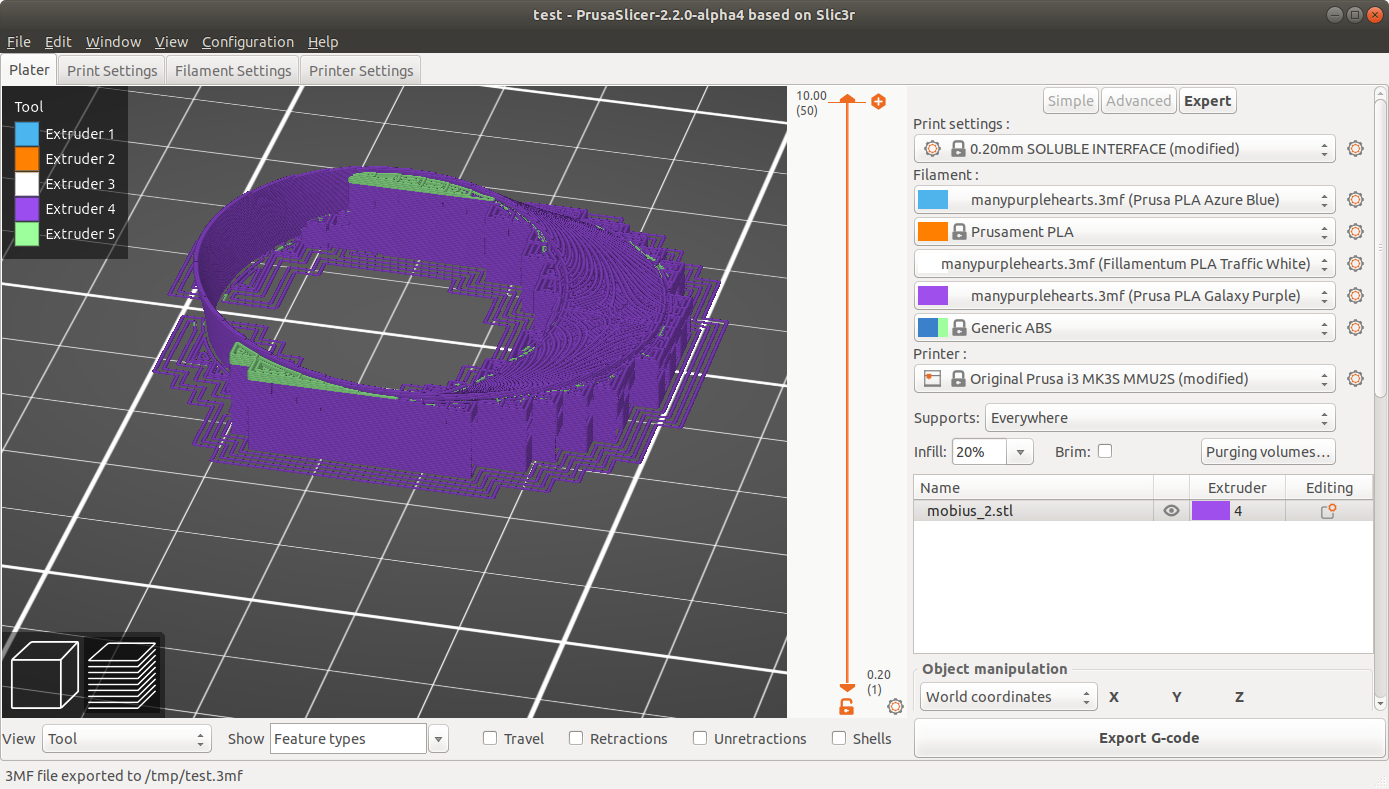 "Support material extruder" setting affects preview but not gcode