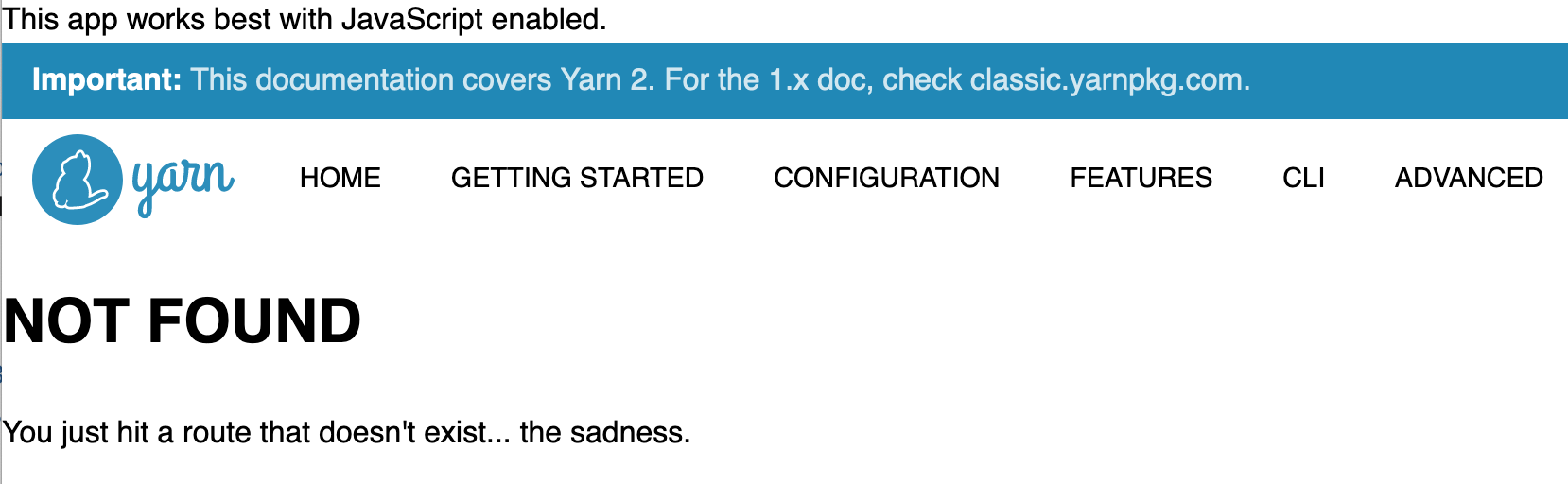 [Bug] Some pages are NOT FOUND · Issue #1070 · yarnpkg/berry · GitHub
