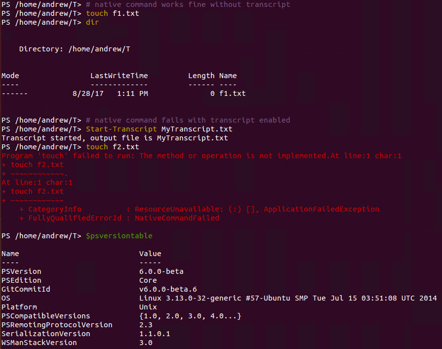 Native command fails when transcript enabled · Issue #4690 · PowerShell ...
