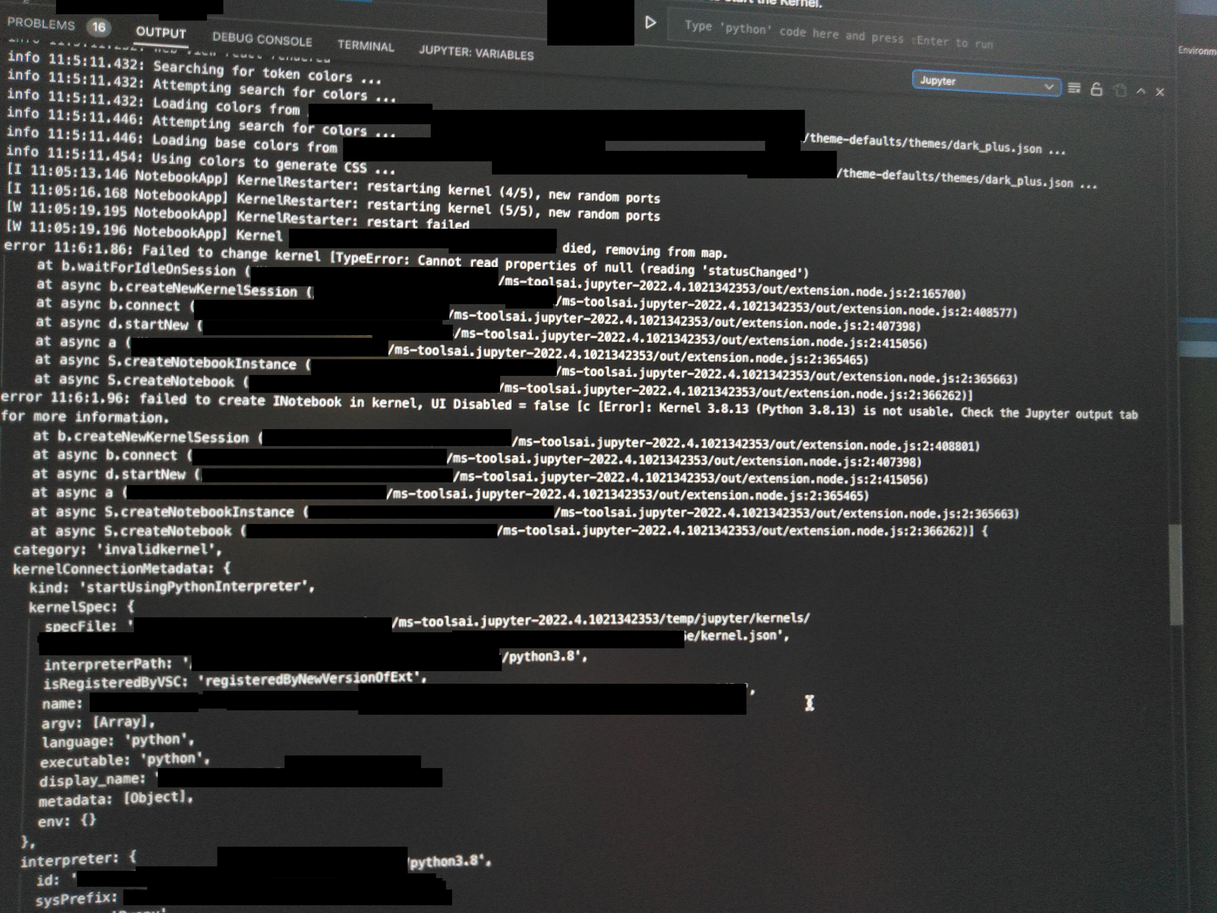 Failure to connect to kernel depending on how interpreter is triggered