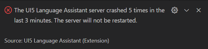 Visual Studio Code UI5 Language Assistant crashed 5 times in the last 3 ...