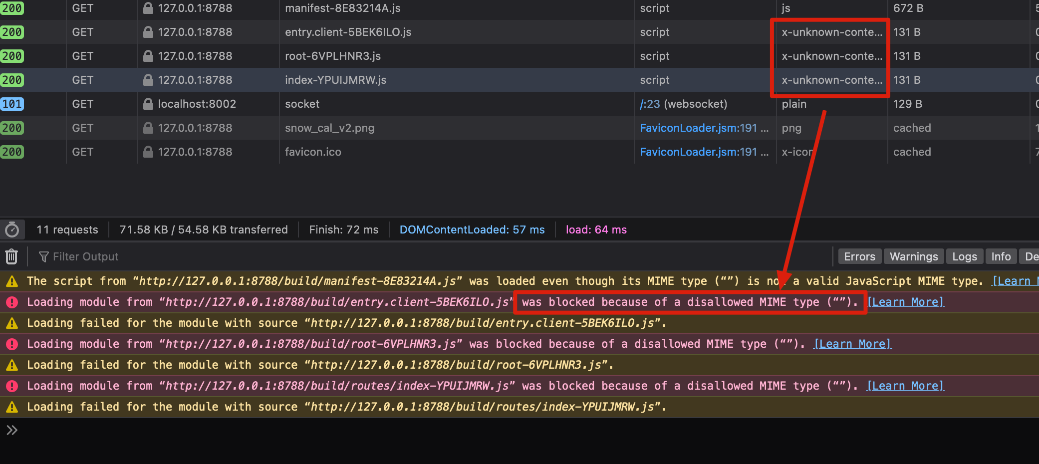 local dev server for remix sends scripts with invalid mime type · Issue 137 · cloudflare
