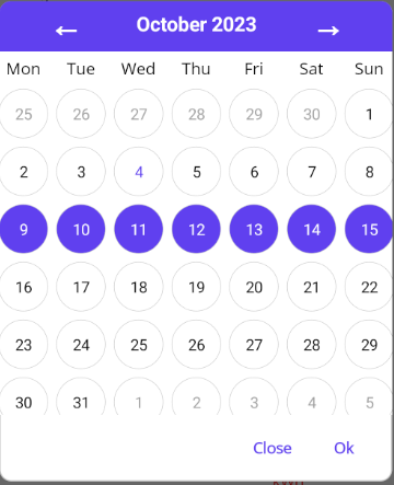 Range Week Friday Select week range for separate month. · ME-MarvinE XCalendar ...