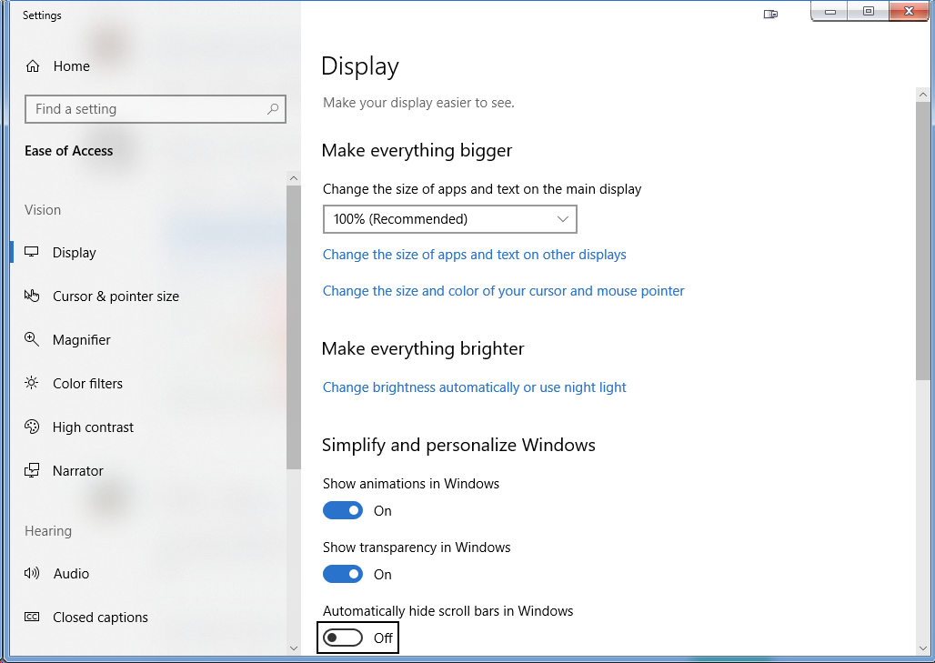 How To Always Show Scroll Bars In Windows 10