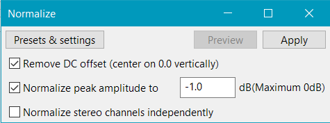 Normalize and Loudness normalization effect dialogs: clipped content ...