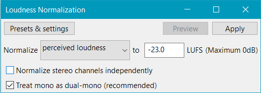 Normalize and Loudness normalization effect dialogs: clipped content ...