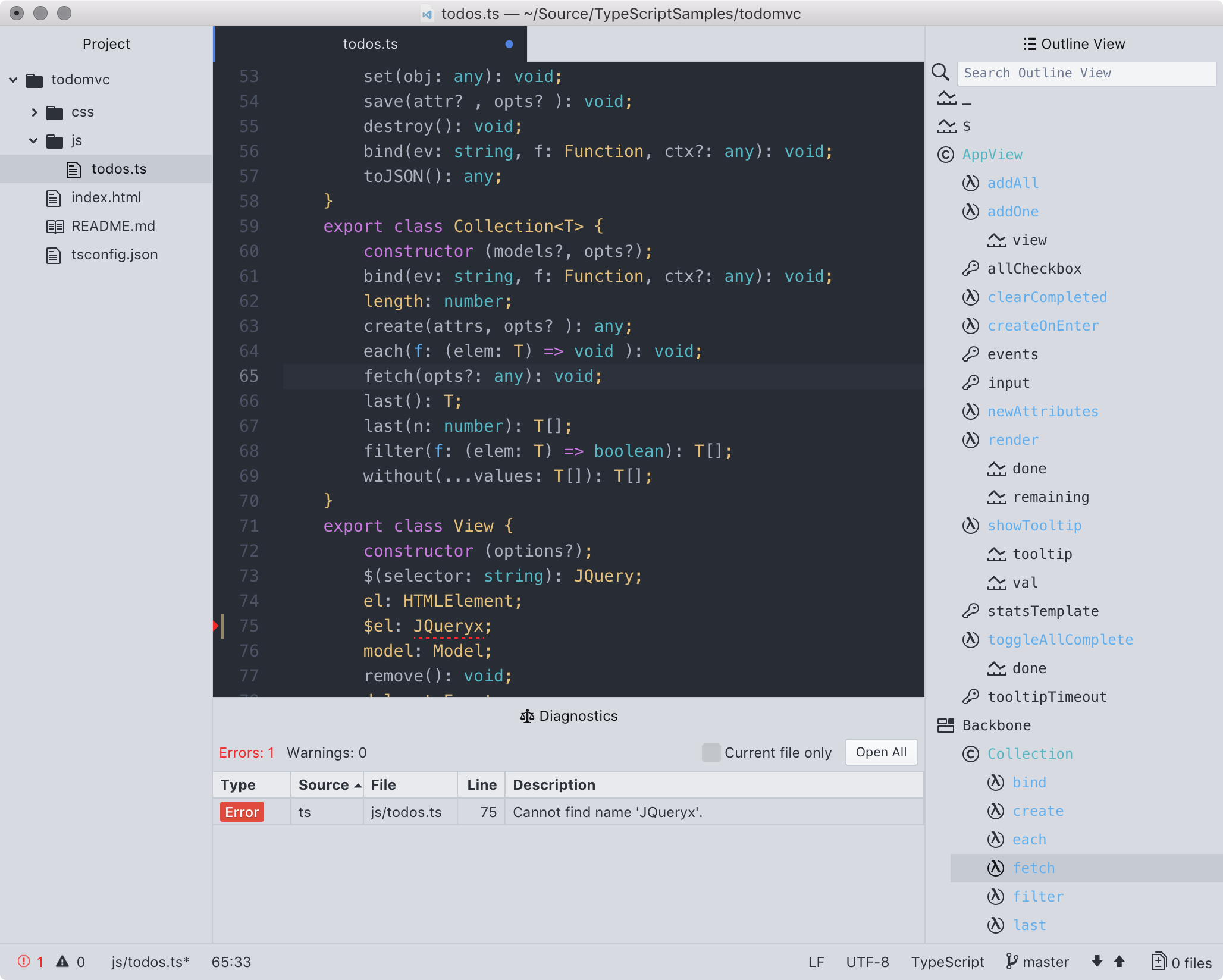 Screen shot of IDE-TypeScript