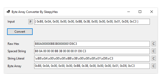 GitHub - BitSwapper/ByteArrayConverter: Simple WinForms tool for ...