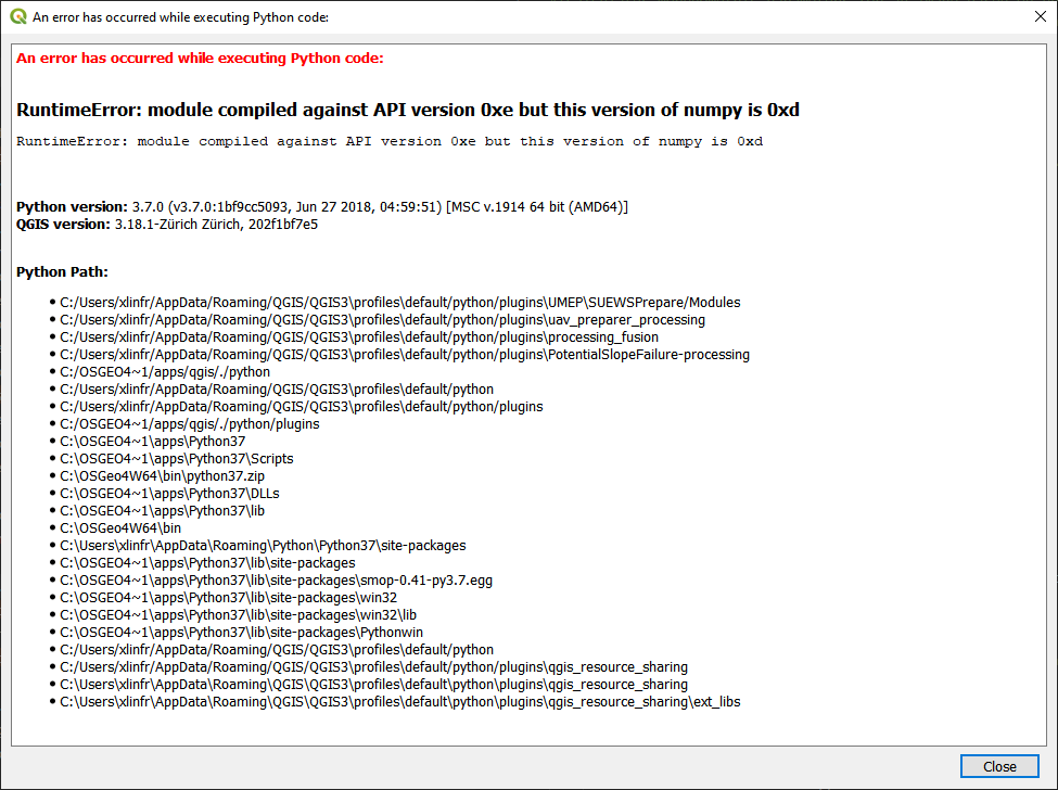 conflict in numpy versions · Issue #271 · UMEP-dev/UMEP · GitHub