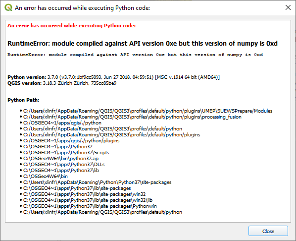 conflict in numpy versions · Issue #271 · UMEP-dev/UMEP · GitHub