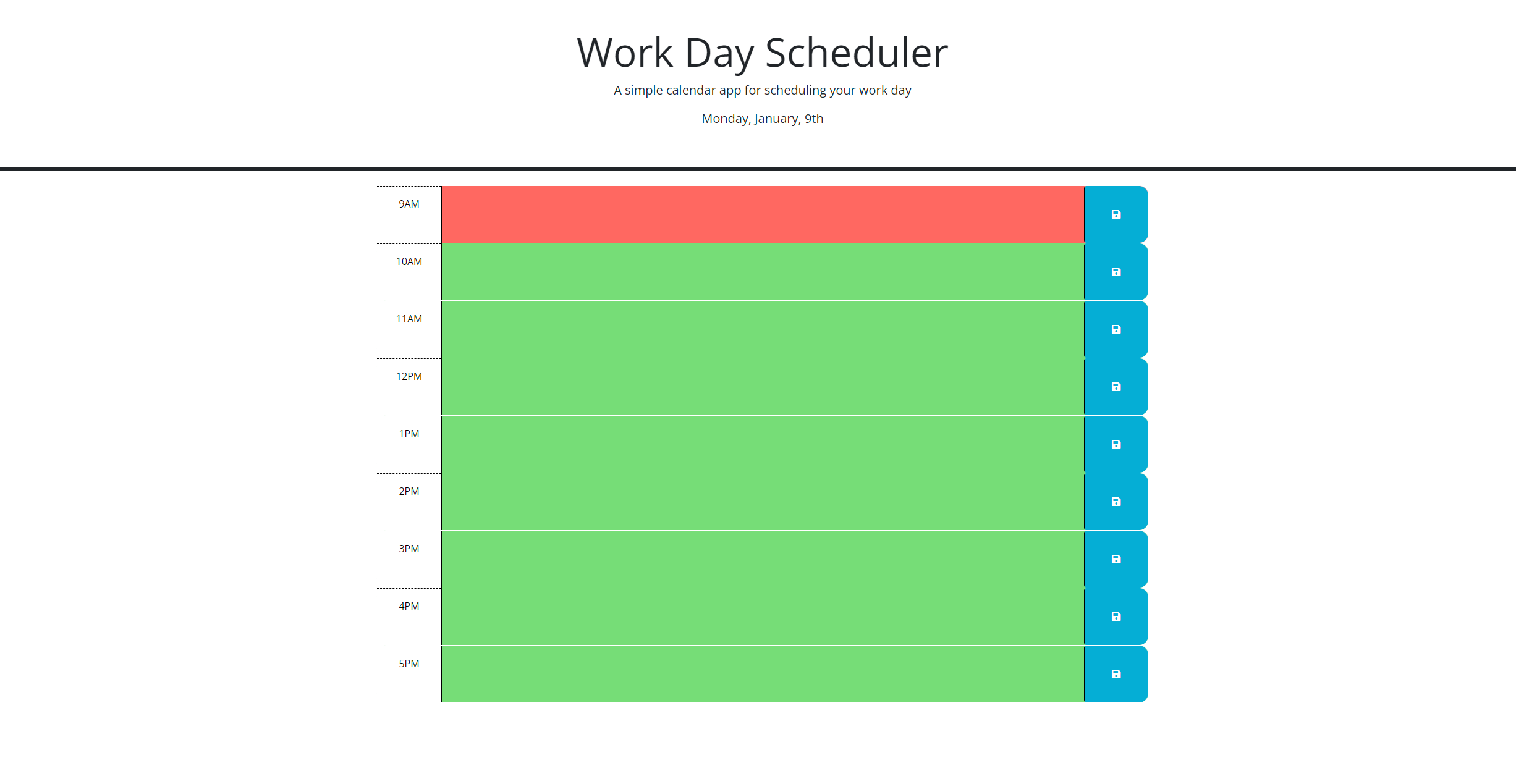 Github joemeetjoe work day scheduler web apps to help you plan your day 
