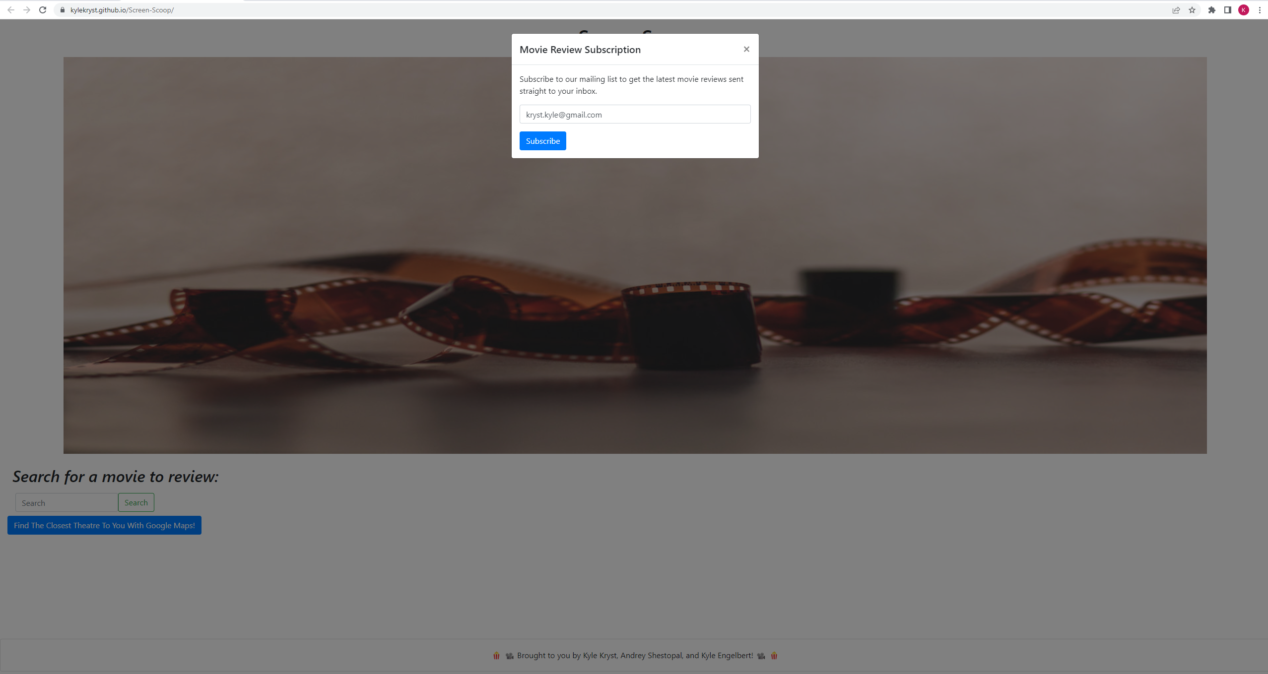 GitHub - KyleKryst/Screen-Scoop: A front-end application built from the ...