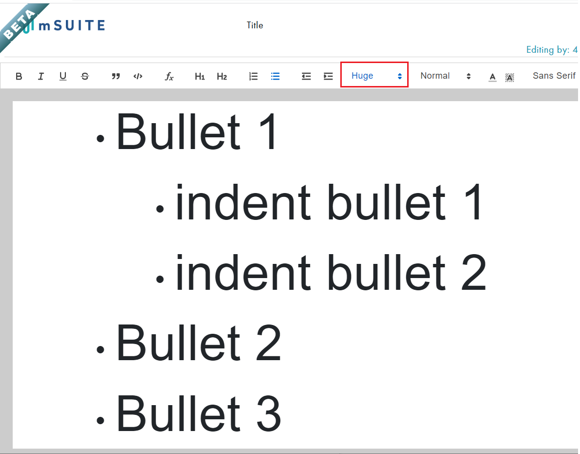 Notepad Ordered List numbers and Unordered List bullets should be the