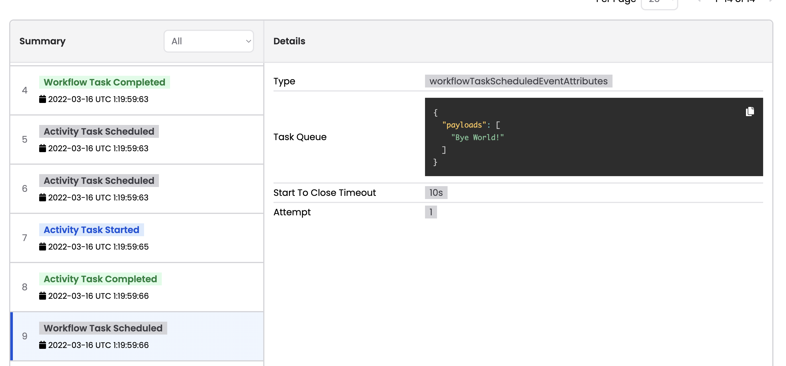 [0.4.0] Workflow Task Scheduled event props incorrect · Issue 338