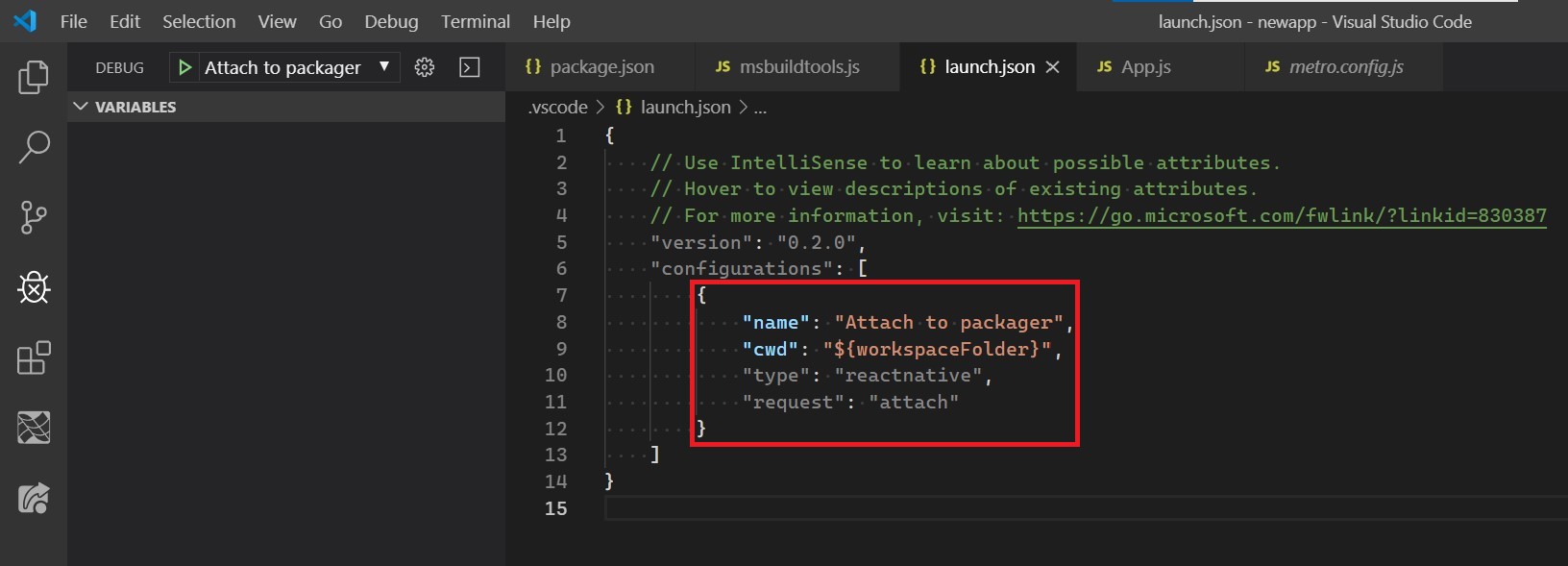 Launchjson Attach