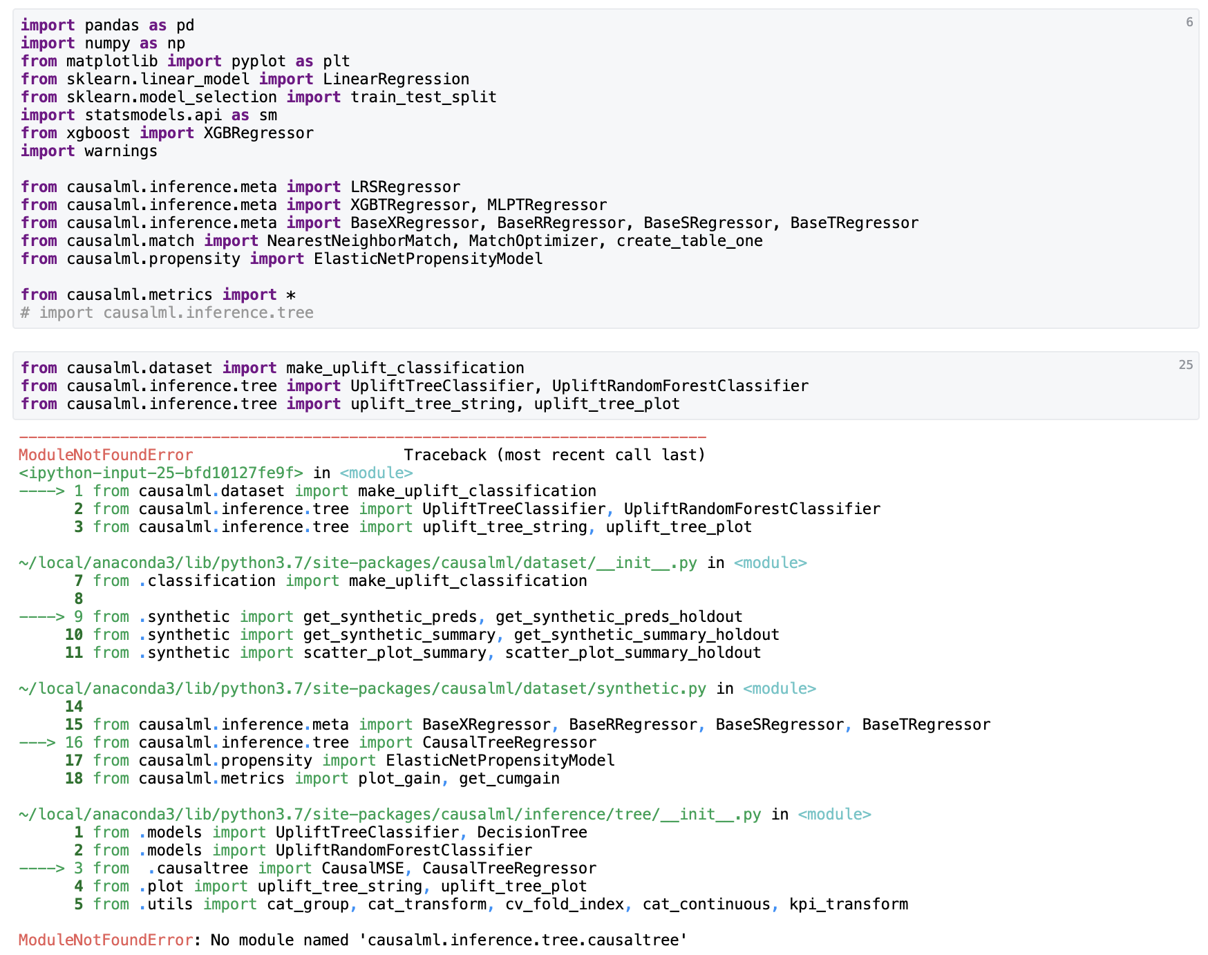 No module named causalml inference tree causaltree issue 206