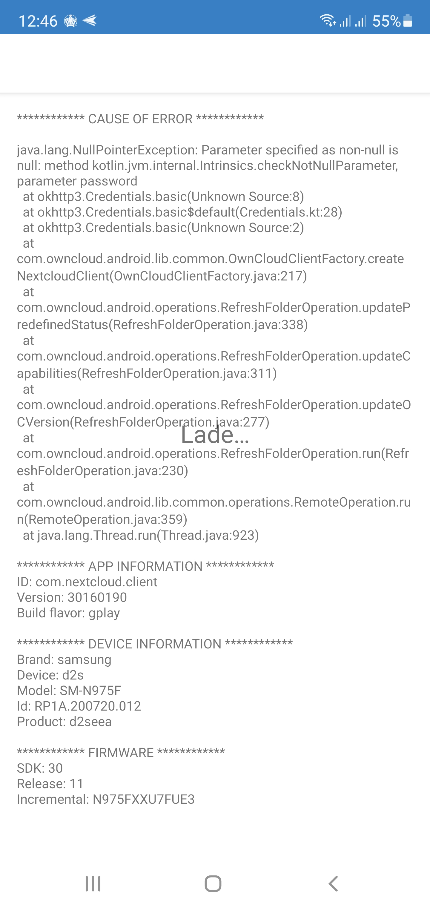 Android app doesn't start · Issue #8615 · nextcloud/android · GitHub