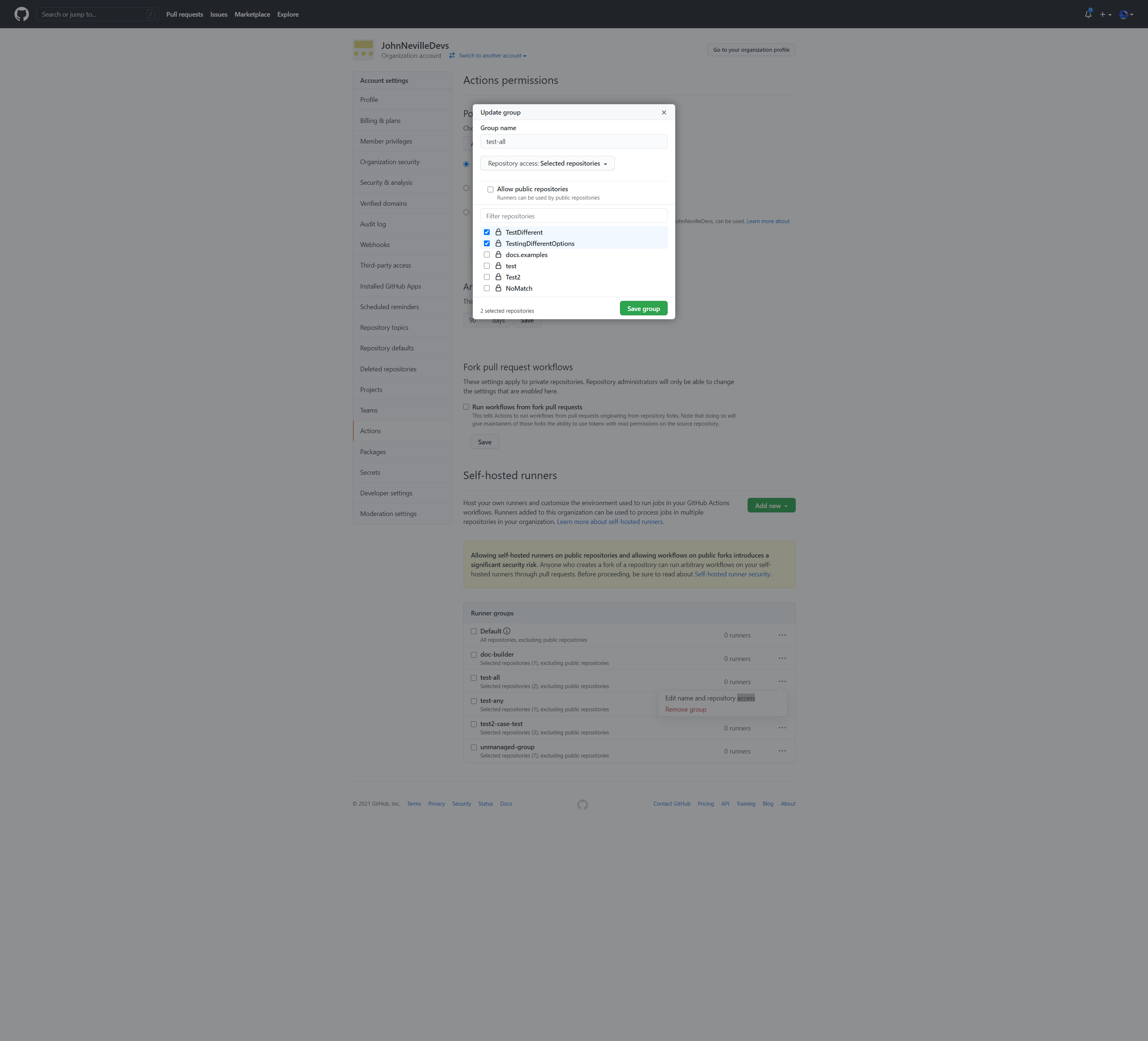 GitHub - JohnNeville/self-hosted-runner-grouper-example