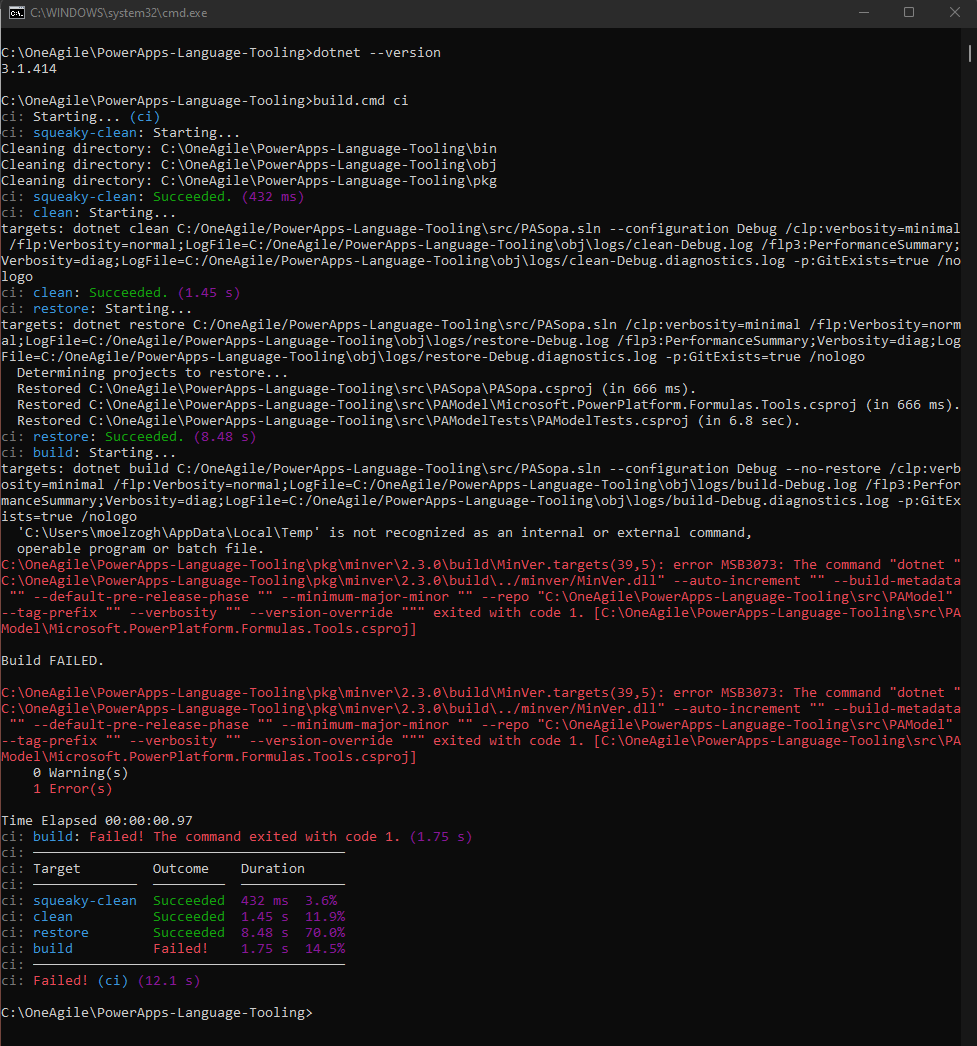Build Fails with latest .net 3.1.414 · Issue #321 · microsoft/PowerApps ...