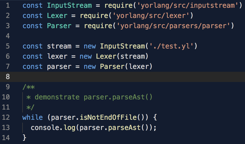 The AST Output of Yorlang's Parser