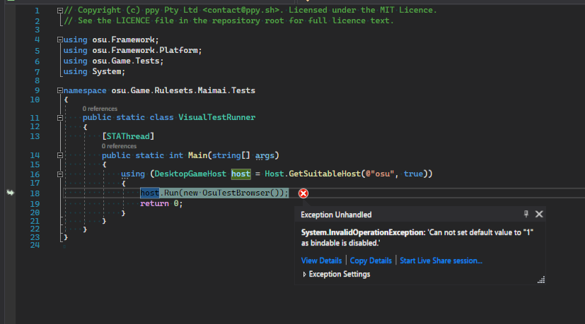 Crash when running OsuGame test in rulesets · Issue #8753 · ppy/osu ...