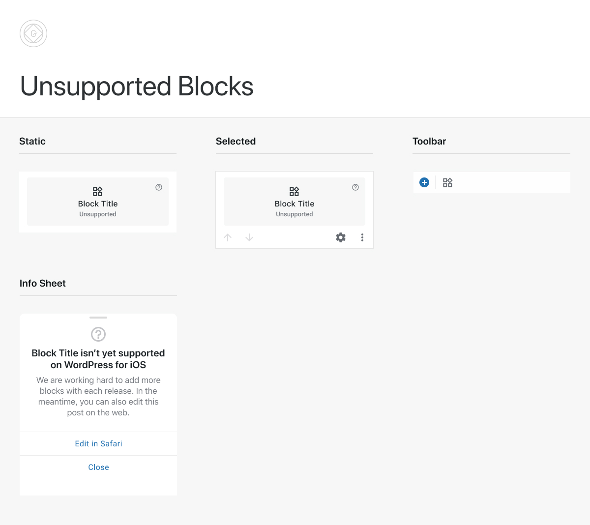 Unsupported Blocks