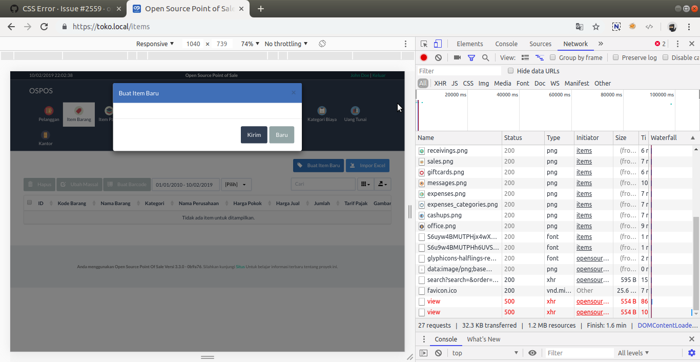 CSS Error & No Item Kits to display · Issue #2559 · opensourcepos ...