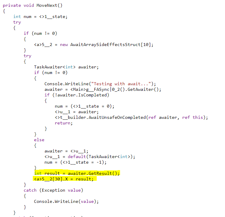 Array index exception occurring at the wrong place with await · Issue ...