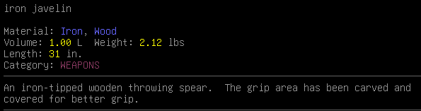 2 - iron javelin stats