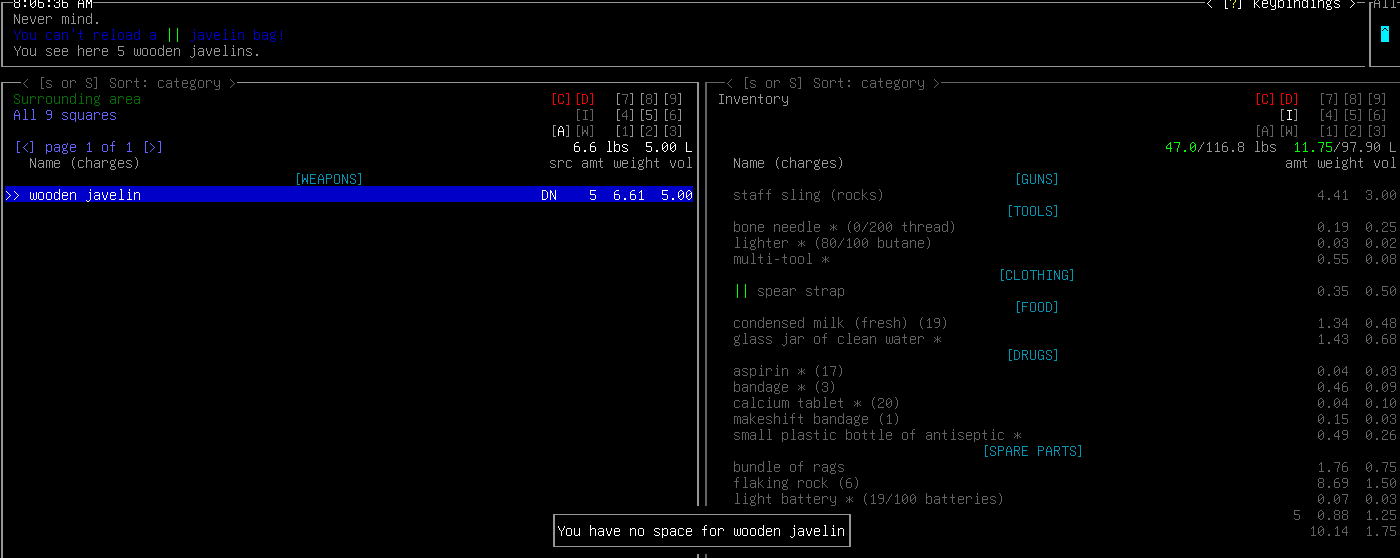 4 - can't pickup javelins